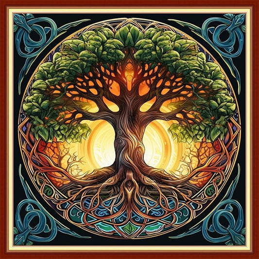 Dooxvey Cross Stitch Kits for Adults Beginners,Full Range of Cross-Stitch Stamped Kits Needlepoint Kits for Beginners Embroidery Kits 11CT Cross Stitch Patterns-Magic Tree 18x18 inch