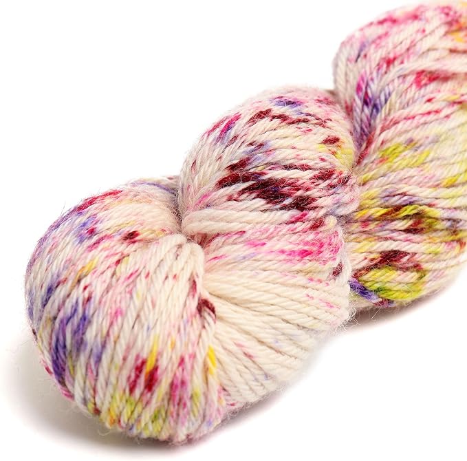 100% Baby Alpaca Yarn Wool 100g Hank DK Weight Hand Dyed Made in Peru - Heavenly Soft and Perfect for Knitting and Crocheting (Confetti Bloom, DK Hand Dyed - 100g Hank)