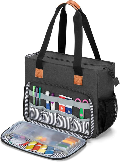 LUXJA Embroidery Project Carrying Bag, Embroidery Kits Storage Bag (Bag Only), Black