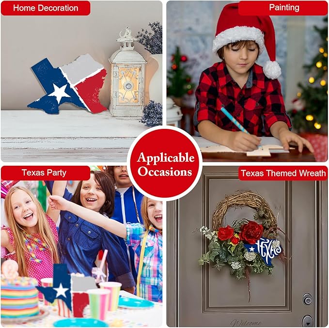 BBTO 3 Pack Texas Unfinished Wood Cutouts US State 10" Wood Slices Wooden Paint Crafts Christmas Ornaments Pieces for Home Decor Ornament DIY Craft Art Project