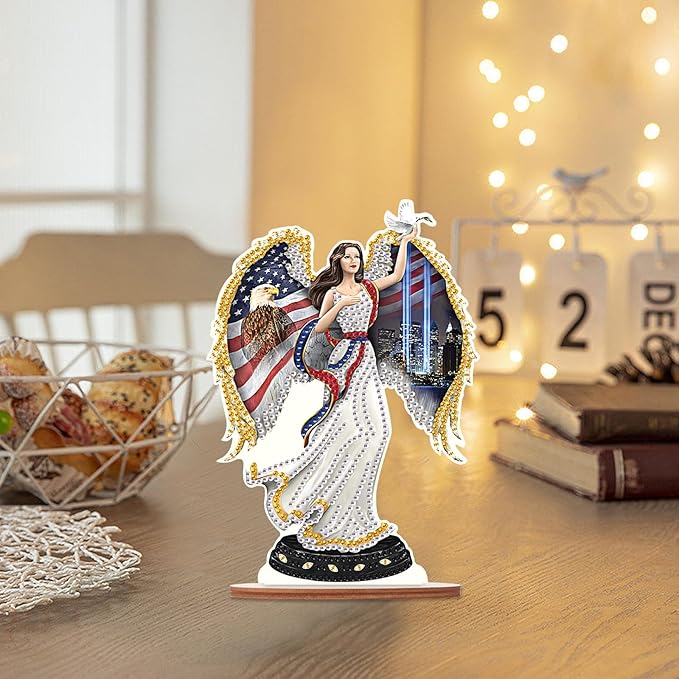 Tontut DIY Diamond Art Painting Kit Ornament, Flag Lady Liberty Handmade Three-Dimensional Ornaments, The Perfect Combination of Decoration and Art,Excellent Choice for Home Decoration Gifts