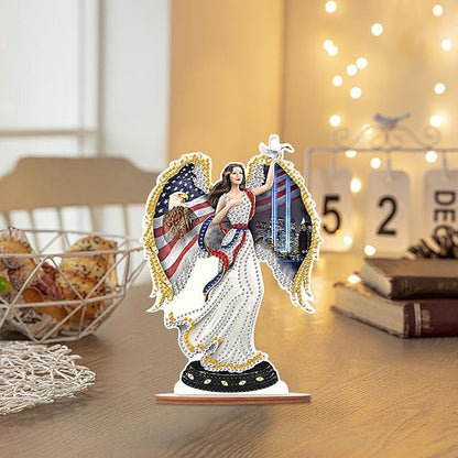 Tontut DIY Diamond Art Painting Kit Ornament, Flag Lady Liberty Handmade Three-Dimensional Ornaments, The Perfect Combination of Decoration and Art,Excellent Choice for Home Decoration Gifts