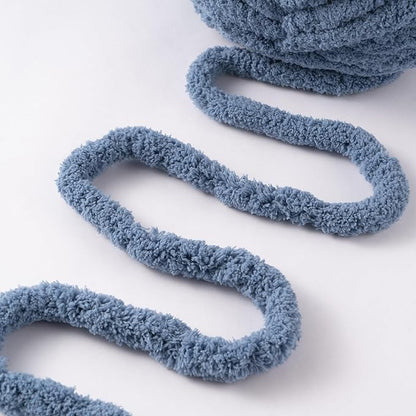 Blue Jumbo Chunky Chenille Yarn for Crocheting, Thick Plush Yarn for Hand Knitting Blankets, Super Soft Bulky Yarn for DIY Projects, 2 Jumbo Pack