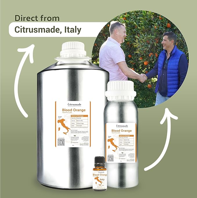 Nature Packaged Blood Orange Essential Oil - Direct from Citrusmade in Sicily - Pure Essential Oil for Diffusers and Aromatherapy - Natural Citrus Scent | 100% Pure Therapeutic Grade (8oz)