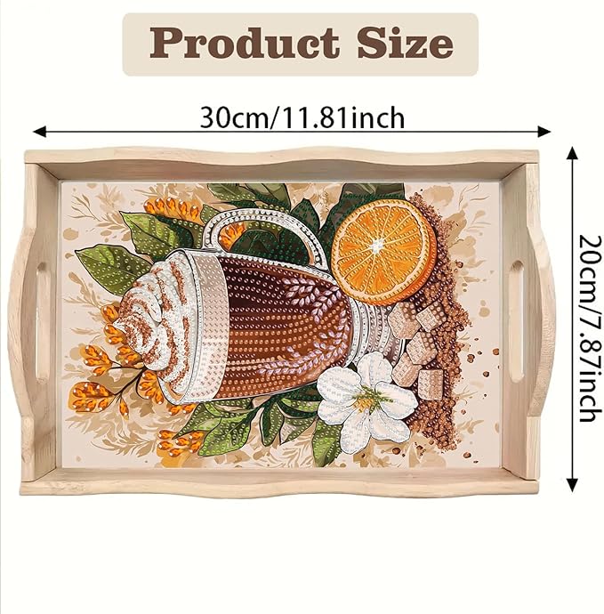 SHLUHA Diamond Art Kits for Adults Wooden Serving Trays with Handle Food Tray for Breakfast Home Decor Gift