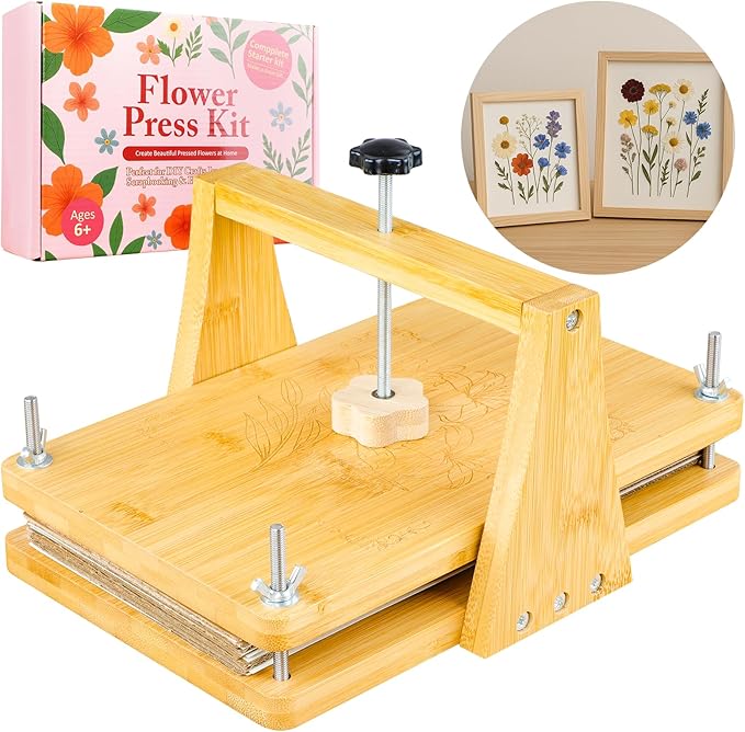 MeRGBWLife Large Bamboo Flower Press Kit – 6 Layers, 11"x7" Even Pressure Plant Press for Adults, DIY Flower & Leaf Preservation for Arts, Crafts, and Dried Plant Projects