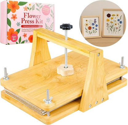 MeRGBWLife Large Bamboo Flower Press Kit – 6 Layers, 11"x7" Even Pressure Plant Press for Adults, DIY Flower & Leaf Preservation for Arts, Crafts, and Dried Plant Projects