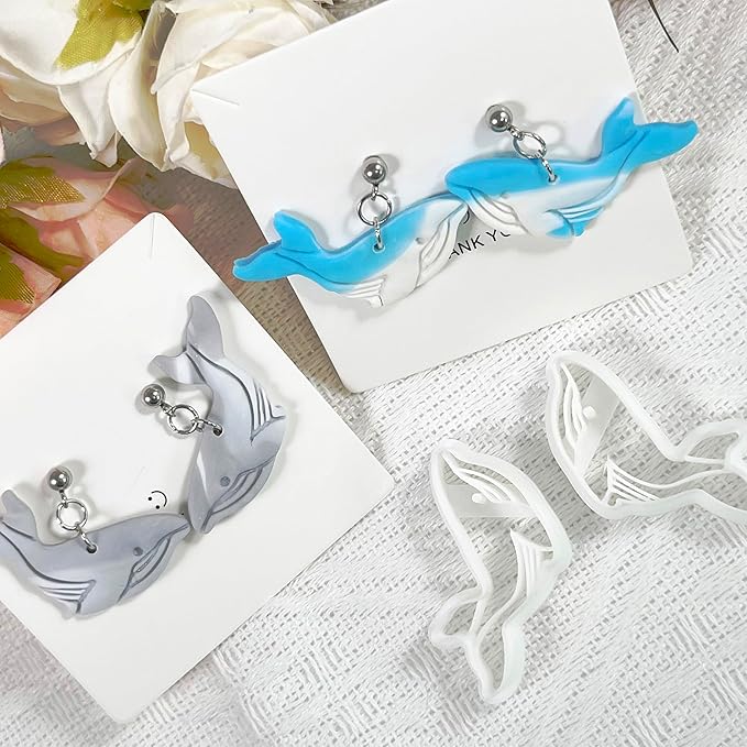 Xaekicr Whale Polymer Clay Cutters for Earrings – Ocean Animal Clay Cutters, DIY Polymer Clay Molds for Jewelry Making, Clay Tools Set for Handmade Crafts