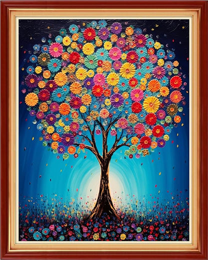 Dimensean Stamped Cross Stitch Kits Full Range of Embroidery Patterns Starter Kits for Beginners Adult DIY Cross Stitches Needlepoint Kits 11CT-Colorful Tree 16x20 inch