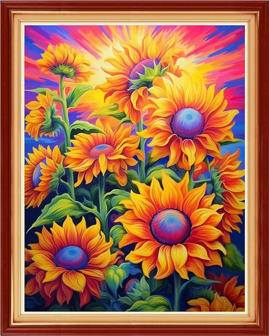 Findvoor Stamped Cross Stitch Kits for Beginner Embroidery Kits for Beginners Adults DIY 11CT Cross Stitch Patterns Needlepoint Kits Crossstitching Kits-Magic Sunflower 16x20 inch
