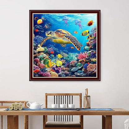 Dimensean Stamped Cross Stitch Kits Full Range of Embroidery Patterns Starter Kits for Beginners Adult DIY Cross Stitches Needlepoint Kits 11CT-Underwater World 18x18 inch