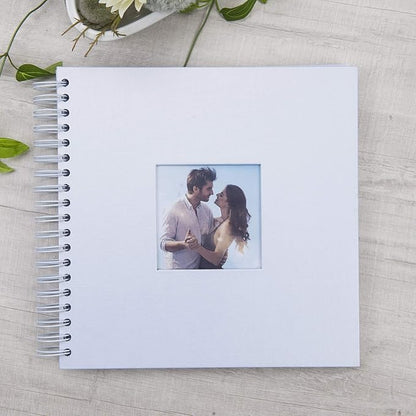 10 x 10 Inch DIY Scrapbook Photo Album with Window Design Cover 80 Pages Craft Paper Memory Book for Weeding Anniversary Travel and Baby (White)
