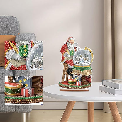 Tontut Diamond Painting Desktop Decoration, Father Christmas 5D DIY Special Diamond Art Decoration Kit for Adults, Office Desktop or Christmas Holiday Arrangement Crafts