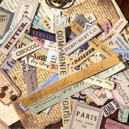 AuriicLeaf Vintage Fragmented Label Stickers, 400 PCS Washi Ephemera for Scrapbooking, Journaling, Crafting, DIY Projects, Diaries, and Art Supplies - 2 Iron Boxes Included