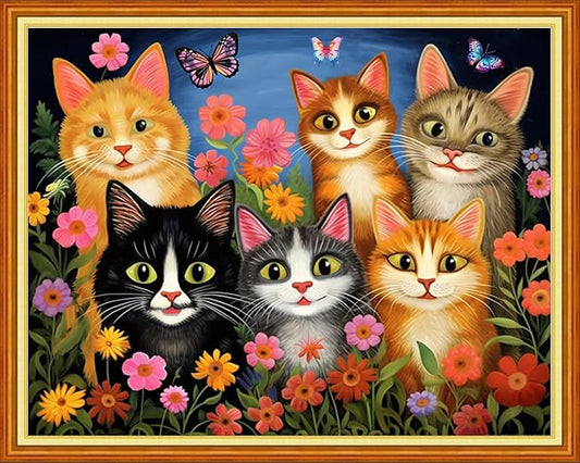 Findvoor Stamped Cross Stitch Kits for Beginner Embroidery Kits for Beginners Adults DIY 11CT Cross Stitch Patterns Needlepoint Kits Crossstitching Kits-The Cat Family 16x20 inch