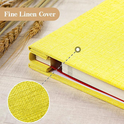 potricher Large Photo Album Self Adhesive 4x6 5x7 8x10 Pictures Linen Cover 40 Blank Pages Magnetic DIY Scrapbook Albums with A Metallic Pen (Yellow)