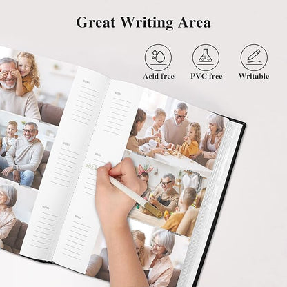 Vienrose Photo Album 4x6 300 Photos with Memo Area Leather Cover Large Capacity Slip-in Pictures Book for Wedding Baby Vacation, Brown