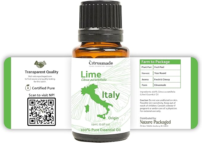 Nature Packaged Lime Essential Oil - Direct from Citrusmade in Sicily- Pure Essential Oils for Diffusers and Aromatherapy in The Mediterranean - 100% Pure Therapeutic Grade (22lbs)