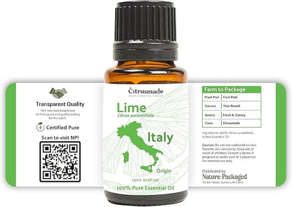 Nature Packaged Lime Essential Oil - Direct from Citrusmade in Sicily- Pure Essential Oils for Diffusers and Aromatherapy in The Mediterranean - 100% Pure Therapeutic Grade (2LBS)