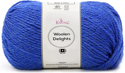 Woolen Delights Soft Wool Yarn for Crocheting, 3-Pack (522Yds / 300G), Free Patterns - #4 Medium Aran/Heavy Worsted Weight Wool Yarn for Knitting - Persian Blue