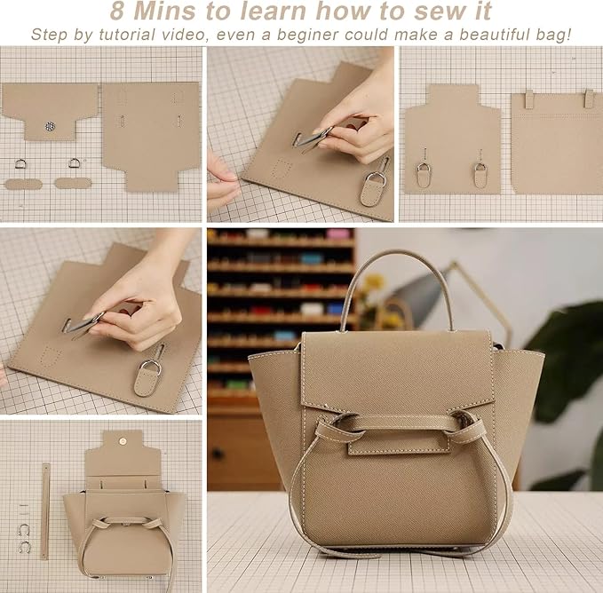POPSEWING DIY Leather Bag Kit, Designer Belt Bag for Women, DIY Shoulder Purse for Adults, Leather Purse Making Kit with Sewing for Girl, Personalized Gifts