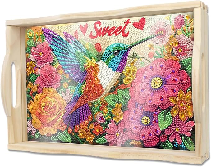 DOTSOPS DIY Diamond Painting Serving Tray with Handle for Adults 5D Diamond Art Kits for Beginners Full Drill Diamond Dots Gem Arts and Crafts Special Shape Living Room 10 x 14 Inches Ocean