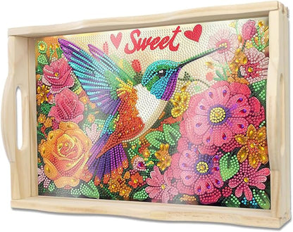 DOTSOPS DIY Diamond Painting Serving Tray with Handle for Adults 5D Diamond Art Kits for Beginners Full Drill Diamond Dots Gem Arts and Crafts Special Shape Living Room 10 x 14 Inches Ocean