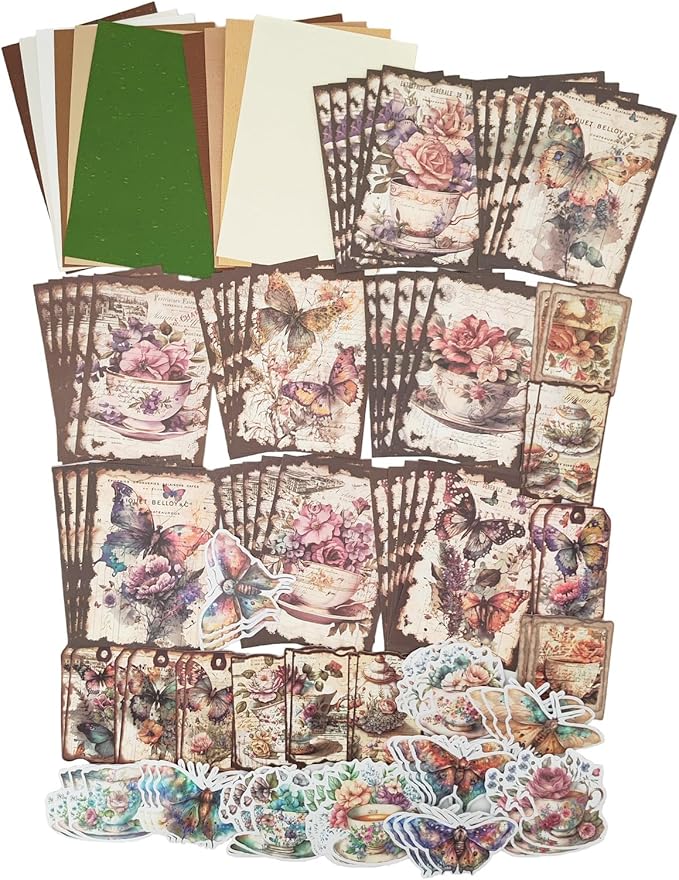 Vintage Scrapbooking Supplies Pack(100 Pieces) for Junk Journal Decoupage Paper Scrapbook Planner Sticker Aesthetic Cottagecore Collage Craft Album (04)