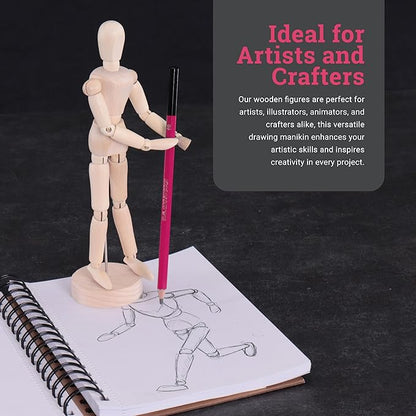 US Art Supply® Wood 8" Female - Artist Drawing Manikin Articulated Mannequin with Base and Flexible Body - Perfect for Drawing The Human Figure (8" Female)