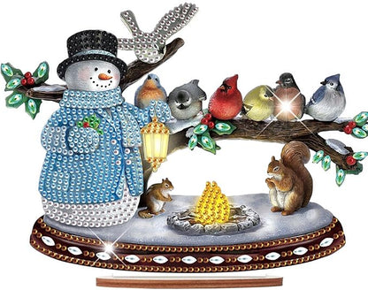 Tontut Diamond Painting Desktop Decoration, Birdie Snowman 5D DIY Special Diamond Art Decoration Kit for Adults, Office Desktop or Christmas Holiday Arrangement Crafts