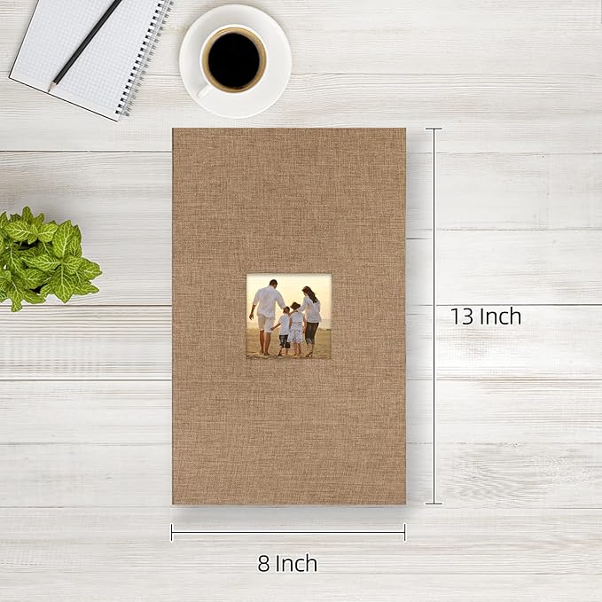 potricher Small Photo Album 4x6 300 Photos Linen Cover Picture Photo Book for Family Wedding Anniversary Baby Vacation (Khaki,300 Pockets)