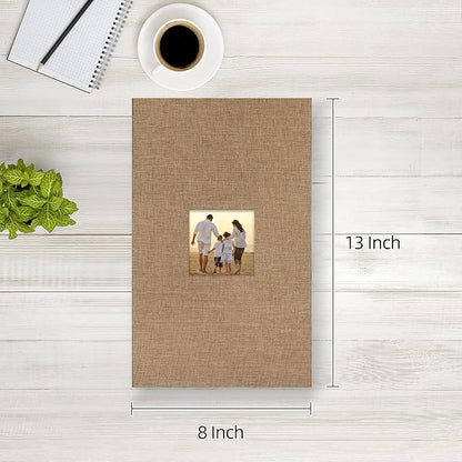 potricher Small Photo Album 4x6 300 Photos Linen Cover Picture Photo Book for Family Wedding Anniversary Baby Vacation (Khaki,300 Pockets)