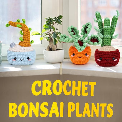 Crochetta Crochet Kit for Beginners, Beginner Crochet Kits for Adults with Step-by-Step Video Tutorials, DIY Knitting & Crocheting Craft Hobbies Supplies, Bonsai Tree Amigurumi(40%+ Yarn)