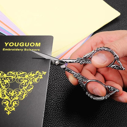 YOUGUOM Sewing Embroidery Scissors – Small Precision Scissor for Craft, Artwork, Needlework Yarn, Handicraft DIY Tool, Thread Detail Snips, 4.6in Purple Cute Bird Shears