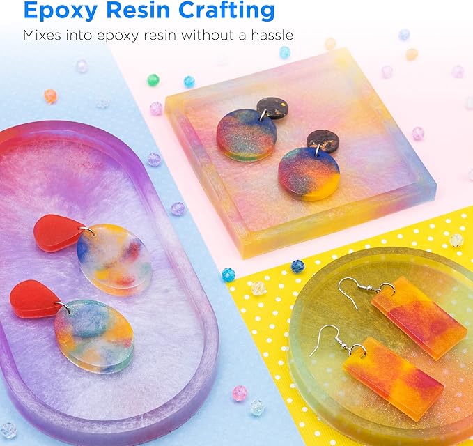 Rolio Mica Powder Pearlescent Color Pigment - 12 Jars for Resin Epoxy, Soap Making, Nail Polish, Lip Gloss, Eye Shadow, Bath Bomb, Slime & Candle - 10g Each (Tropical Sunset)