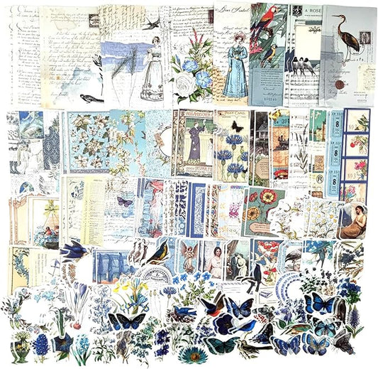 Esweny 200PCS Vintage Scrapbooking Supplies Kit for Journaling, Scrapbook Sticker Paper Pack for Junk Journal Planners Aesthetic Cottagecore Room Decor Wall Art Collage Album