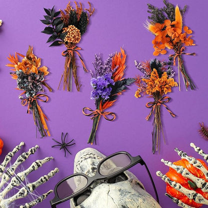 10/12/24/36 Pack Mini Dried Flowers for Vase Wedding Various Mini Bouquet Dried Small Wildflowers Natural Flowers Bulk for Crafts DIY Decor (12, Orange Black 1)
