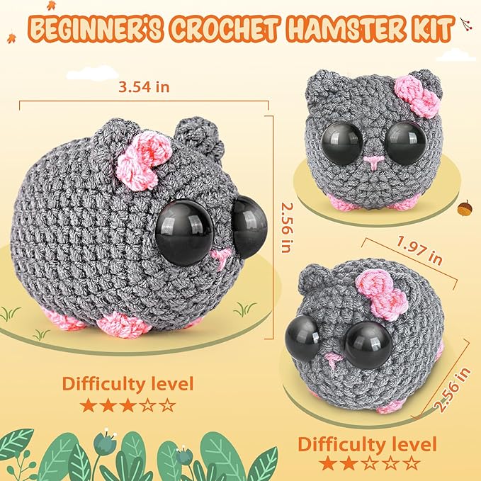 Crochet Kit for Beginners, Beginner Crochet Kit for Adults with Step-by-Step Video Tutorials, DIY Crochet Animal Kits Knitting Supplies