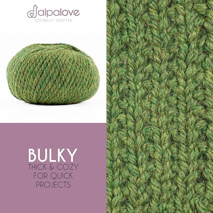 Bulky Set (6 x 1.75 oz) Super Soft Baby Alpaca Knitting Yarn Middle Green 328 Yards
