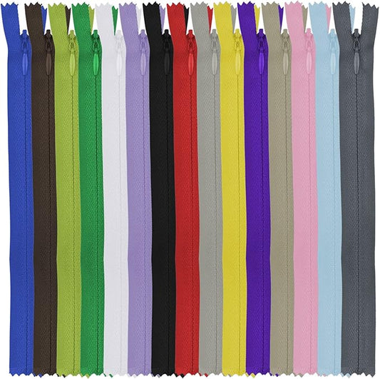 Invisible Zipper, DOITEM 15pcs 20cm/8 Inch Invisible Multicolor Nylon Coil Zippers for Sewing and Crafts 15 Colors