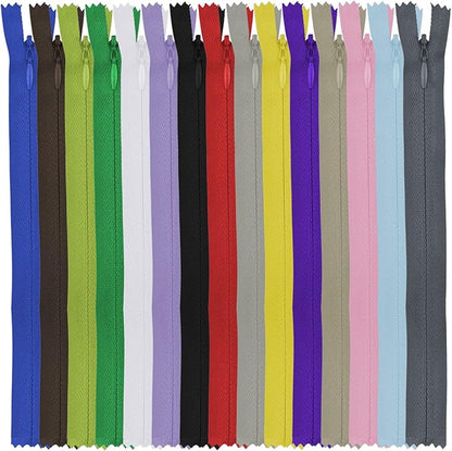 Invisible Zipper, DOITEM 15pcs 50cm/20 Inch Invisible Multicolor Nylon Coil Zippers for Sewing and Crafts 15 Colors