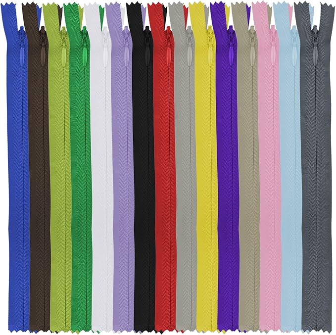 Invisible Zipper, DOITEM 15pcs 60cm/24 Inch Invisible Multicolor Nylon Coil Zippers for Sewing and Crafts 15 Colors