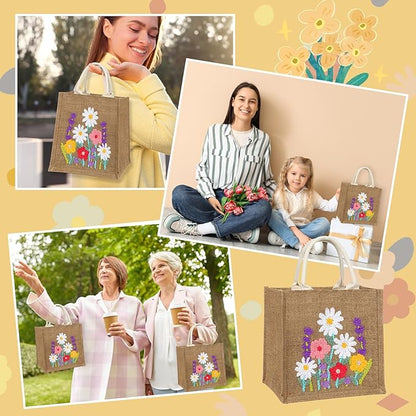 Punch Needle Kits for Beginners Adults Complete Embroidery Tote Bag Set with Flower Pattern Punch Needle Tote Bag Set with Instruction Yarns Tools DIY Embroidery Starter Kit for Easy Craft Gifts