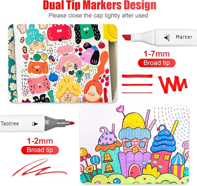 Taotree Alcohol Markers Set 168 Colors with Case & Holders, Dual Tips Art Coloring Markers Pens, Chisel & Fine Sketch Pens Art Supplies for Artist Adult Coloring Books Drawing, Painting, Sketching