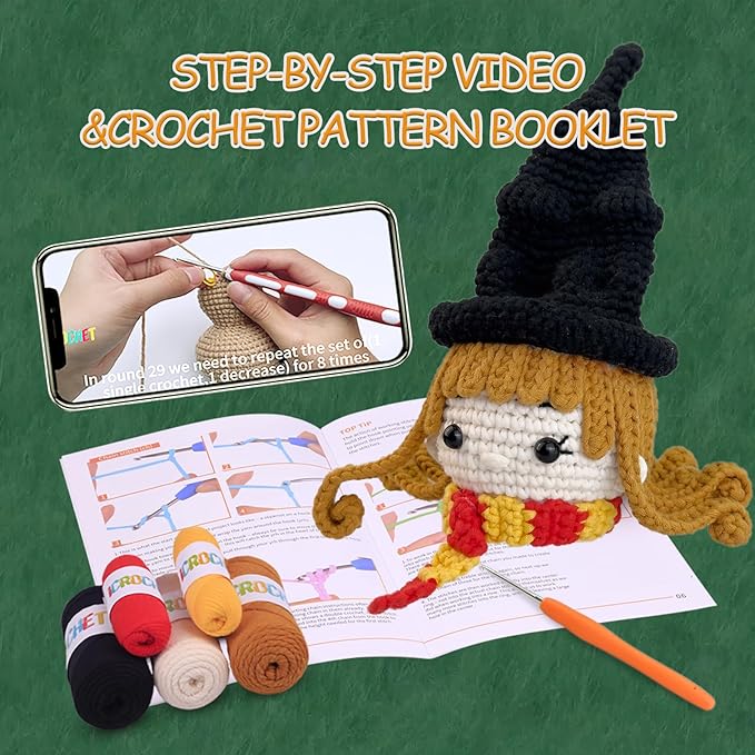 Crochet Kit for Beginners Adults -Animals Start Crotcheting - Perfect Amigurumi Knitting for Adult with Stitch by Stitch Video Tutorials,Holiday Christmas Gift.