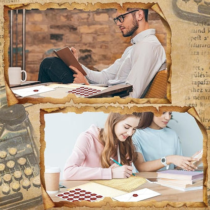 TaoBary 160 Pcs Stationery Paper Set 50 Double Sided Stationery Papers with 50 Matching Envelopes and 60 Round Dot Sticker, 10 Design(Retro,8.5 x 11 Inch)