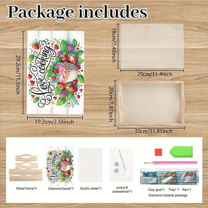 SHLUHA Diamond Art Kits for Adults Diamond Painting Wooden Serving Trays with Handle Food Tray for Party Breakfast Home Decor Gift