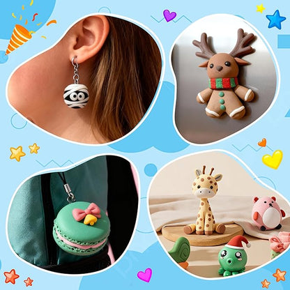 50 Colors Polymer Clay kit，Modeling Clay with Sculpting Tools for Starter,Oven Bake DIY Model Clay,Non-Toxic, Non-Sticky,Gift for Kids Adults