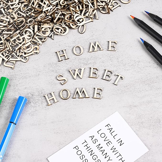 1440 Pcs Wooden Letters 1/2 Inch Small Wooden Alphabet Letters Numbers and Symbol for Craft, Unfinished Wooden Letters for Home Decor DIY Painting Crafts Spelling Homemade Education
