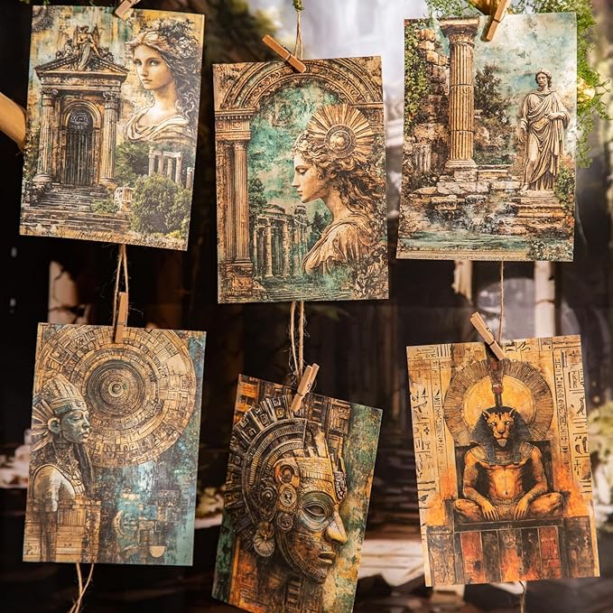 180 Sheets Vintage Adventure Scrapbook Paper Set – Ancient Civilizations, Dinosaurs, Astronomy, Greek, Mayan & Egyptian Decoupage Junk Journal Ephemera, Antique Aesthetic Collage Craft Supplies